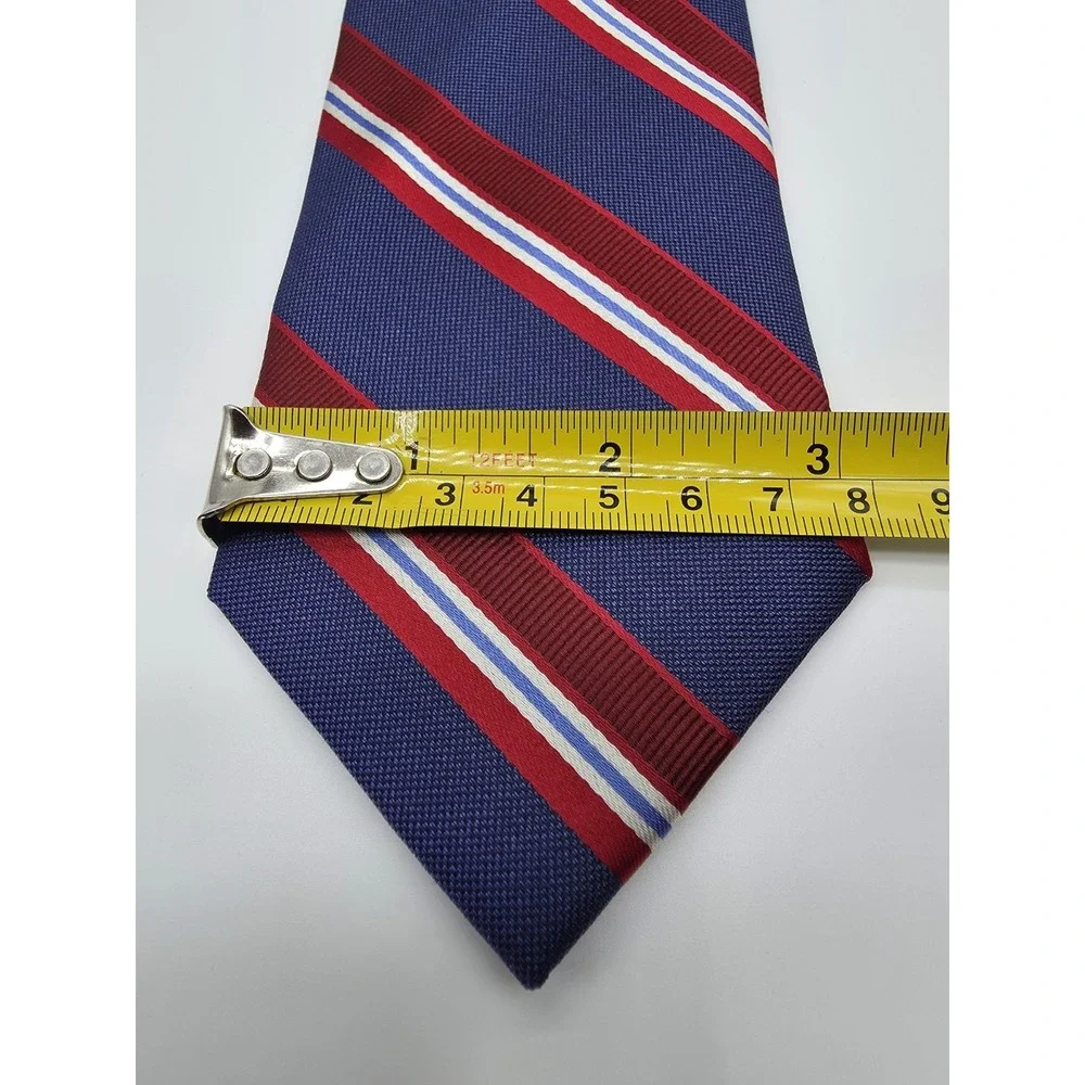 Joseph A Bank Silk Stripped Travelers Tie Red White Blue Necktie 3